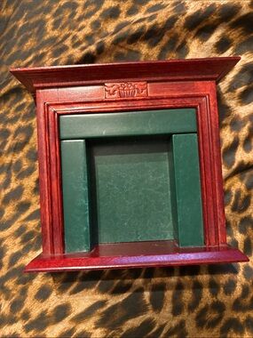 Dollhouse Wooden Mantel Accent Shelf with Green inside ceramic